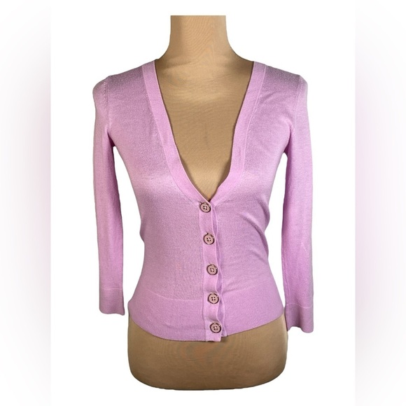 Lilly Pulitzer Kaitlin Cardigan Sweater Lilac Lavender Purple Button Down V Neck - Picture 2 of 8